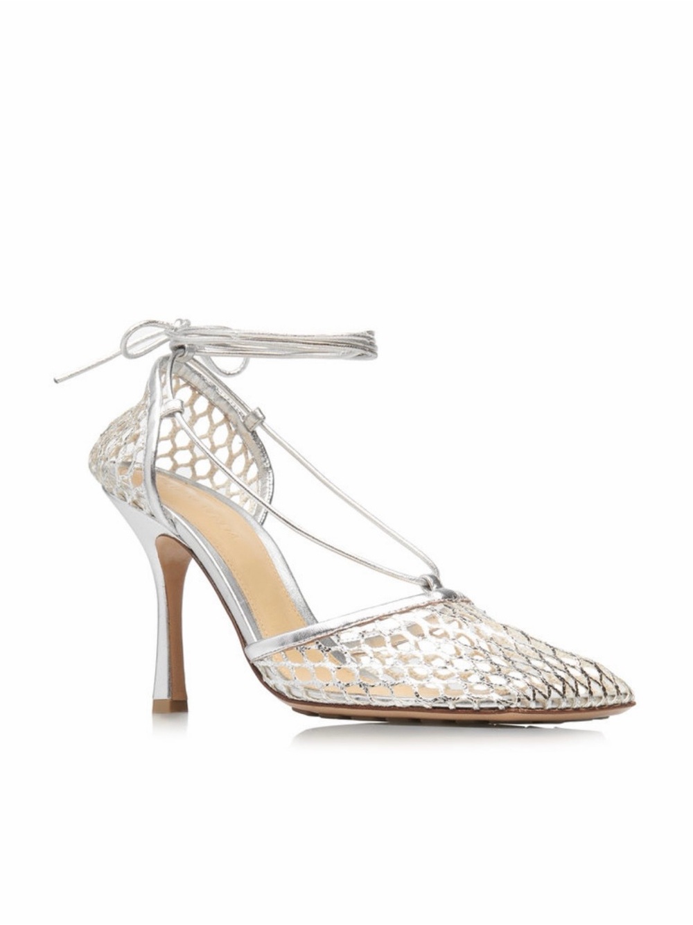 Bottega Veneta stretch metallic leather heel sandals - Picture 9 of 10